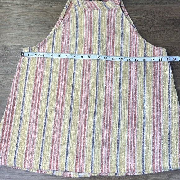 W5 Womens Tank Top Multicolor Yellow Striped Sleeveless Halter Textured Nubby Lg - Picture 4 of 9